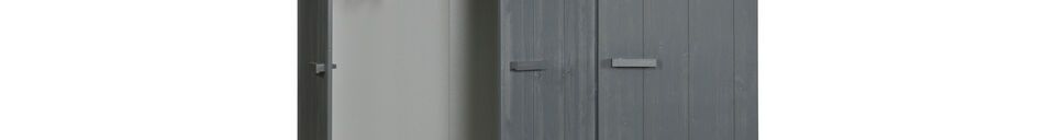 Descriptivo Materiales  Armario de madera de 3 puertas en gris oscuro Dennis