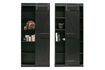 Miniatura Armario Harris con puertas correderas de madera negra 5