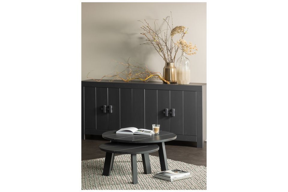 Benson gran mesa auxiliar de madera negra, robusta y refinada