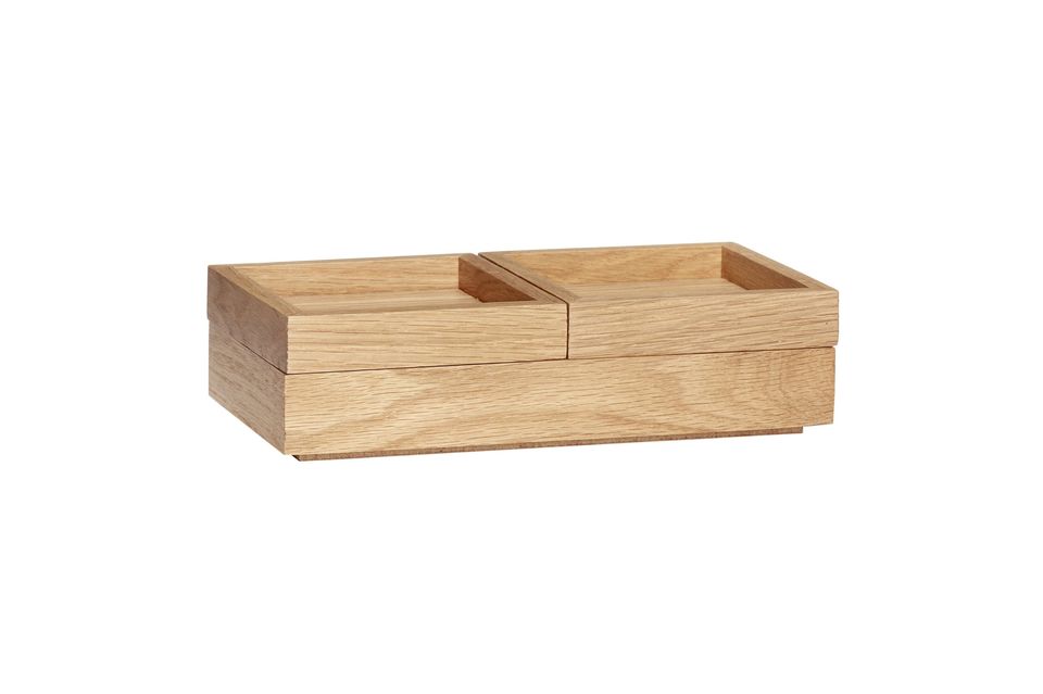 Caja de almacenamiento de madera beige Grapa Hübsch