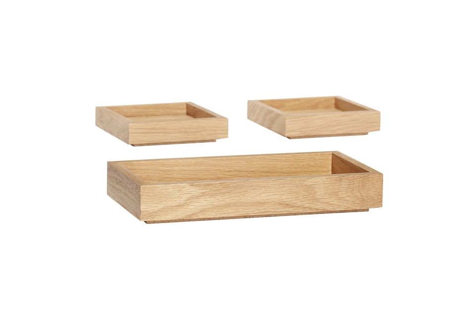 Caja de almacenamiento de madera beige Grapa - 2