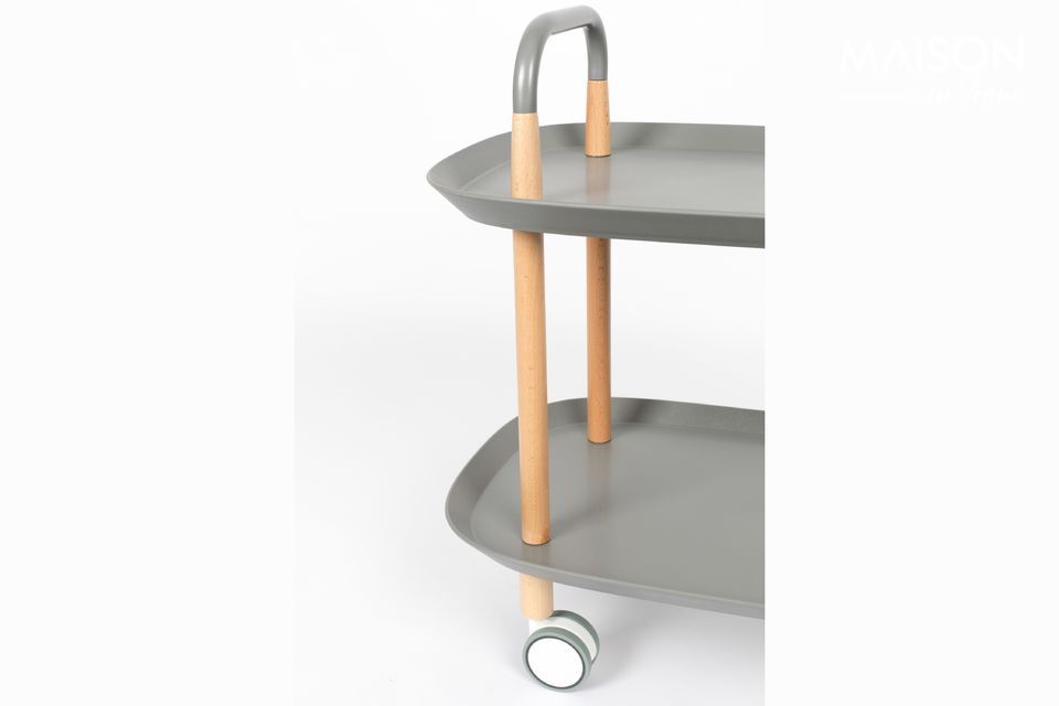 Una mesa rodante de dos niveles muy elegante y funcional