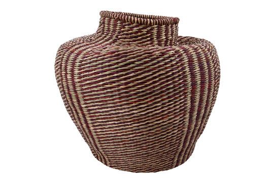 Cesta Vilo de fibra natural clara y marrón