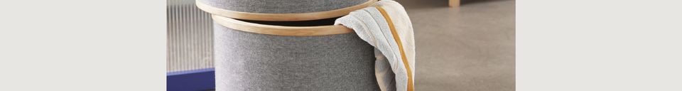 Descriptivo Materiales  Cesto de la ropa sucia de bambú y algodón beige Ease