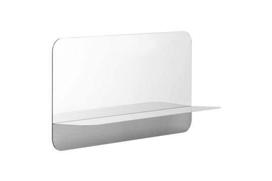 Espejo con estante de acero plateado Horizon Clipped