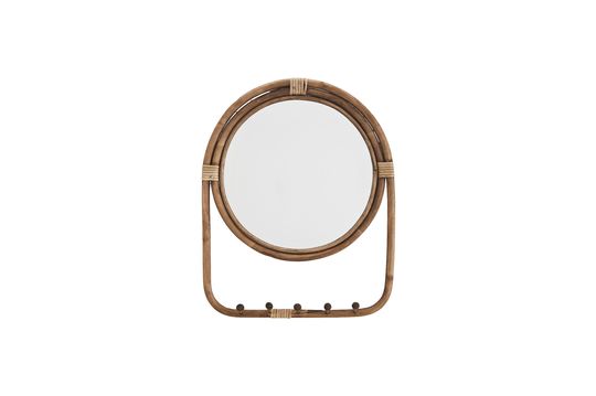 Espejo de bambú marrón con 5 ganchos Haven Clipped