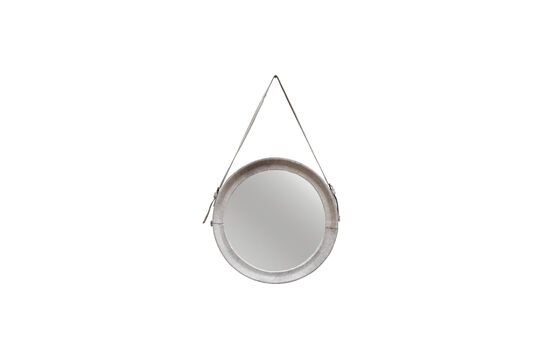 Espejo de piel de vacuno blanco Gris