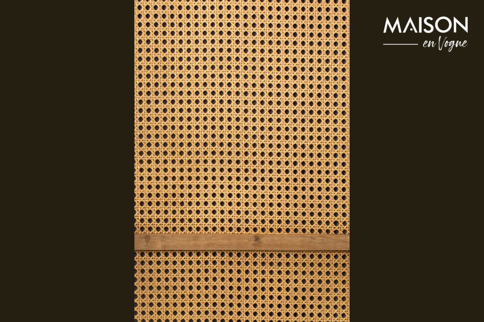 Espejo de metal y mimbre