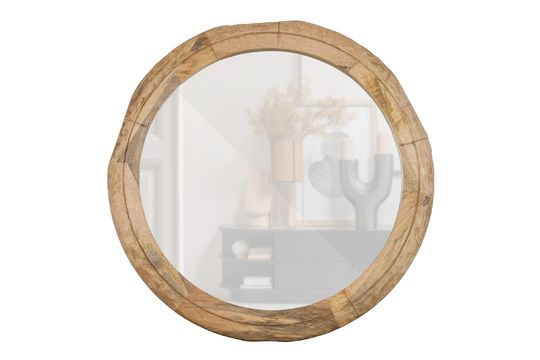 Espejo redondo en madera de mango, beige Rion