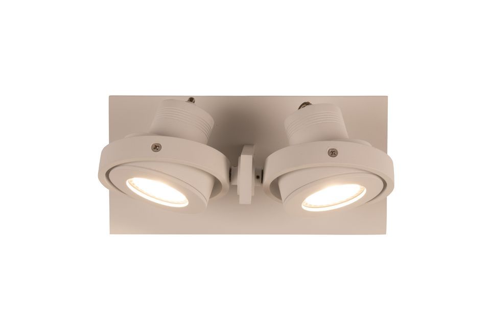 Esta lámpara de pared doble puede ser fijada al techo para iluminar la habitación en un color
