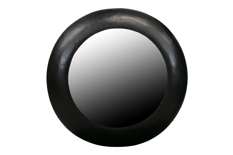 Espejo CUIR negro redondo 60 cm - Grup Gamma