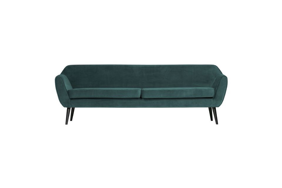 Gran sofá de terciopelo azul Rocco Woood