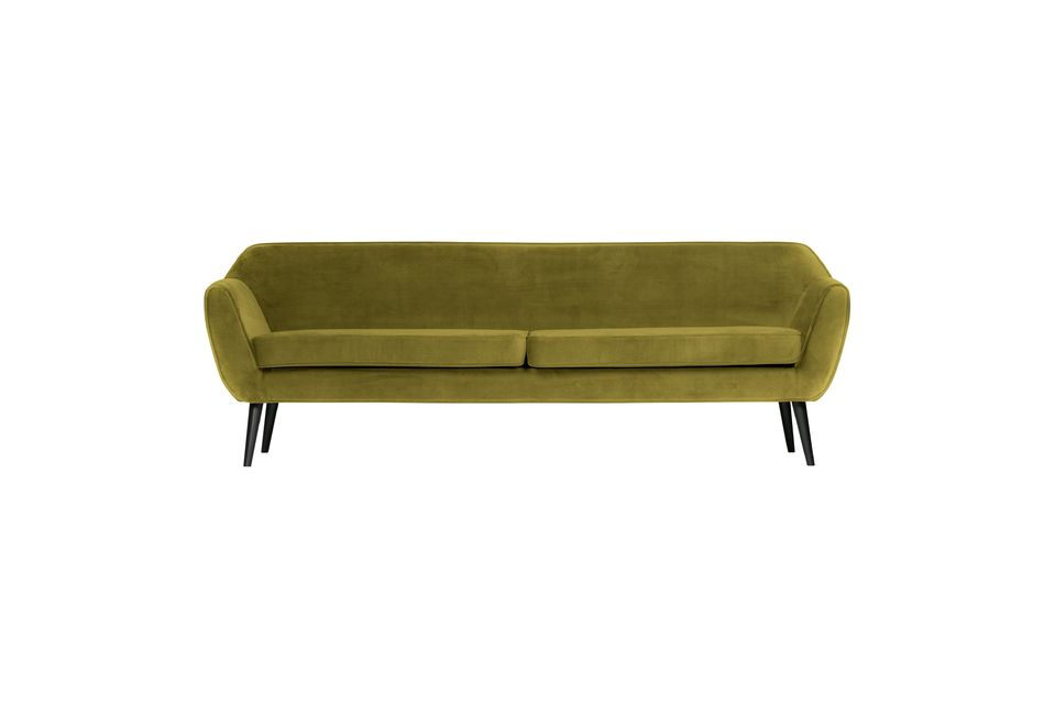Gran sofá de terciopelo verde Rocco Woood