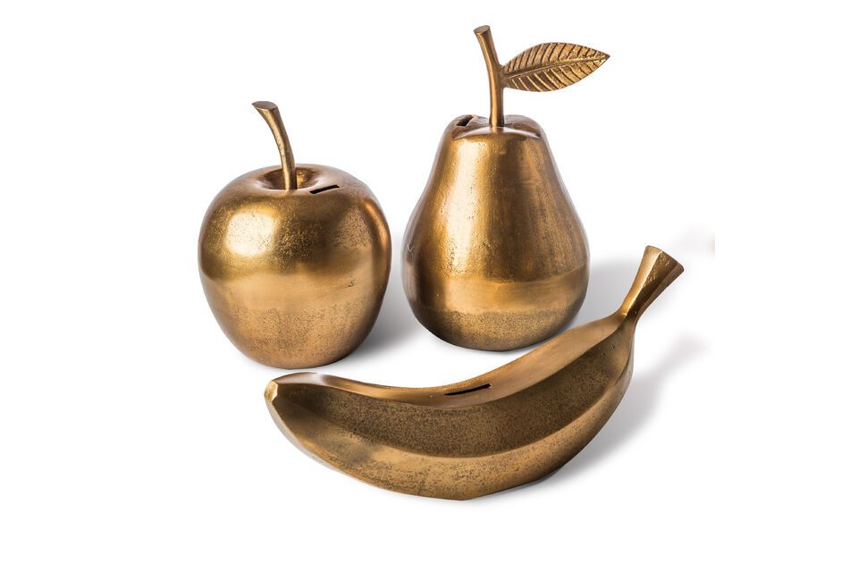 Hucha de aluminio color oro manzana, diseño y vintage