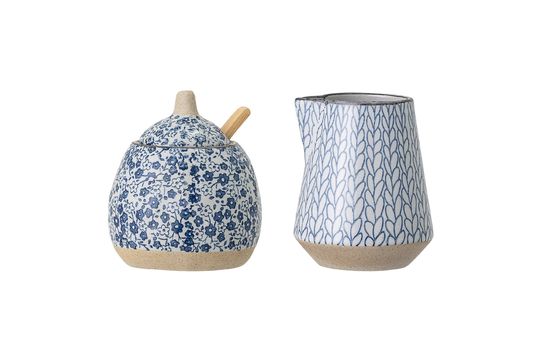Jarra de leche y azucarera Camellia en porcelana