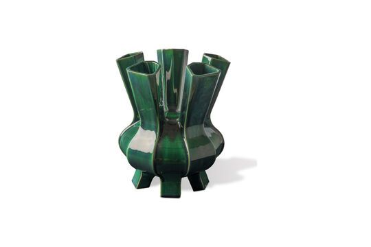 Jarrón de cerámica verde oscuro h34cm Puyi