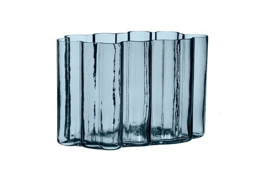 Jarrón de cristal azul ámbar