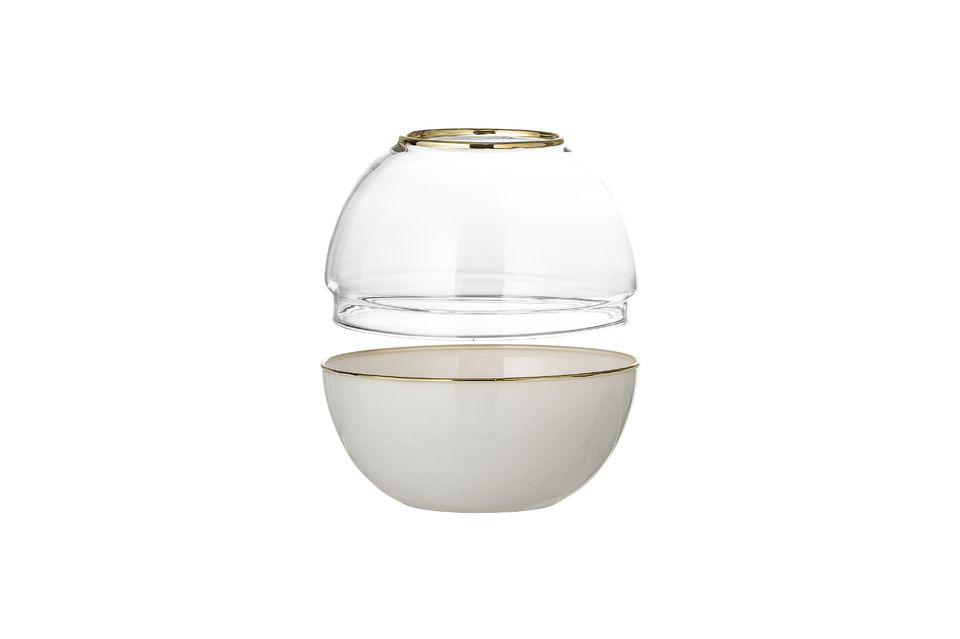 Este bonito globo de cristal blanco puede ser utilizado como un jarrón o para el almacenamiento