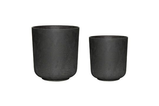 Juego de 2 cubre macetas de poliresina negra Entre