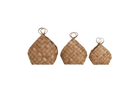 Juego de 3 cestas de pino beige Conical Clipped