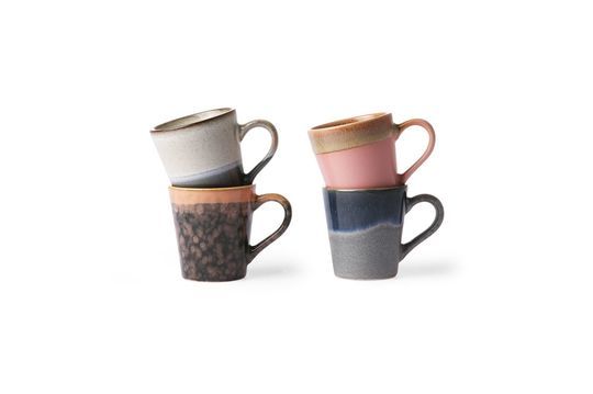 Juego de 4 tazas de cerámica para café expreso de los años 70 Clipped