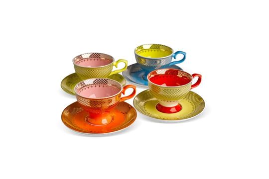 Juego de 4 tazas de porcelana multicolor Grandma Clipped