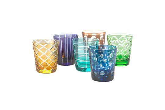 Juego de 6 vasos multicolores con diseño redondo Cuttings Clipped