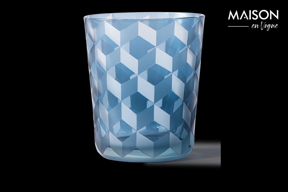 Juego de 6 vasos multicolores con motivos cuadrados Vaso - 5