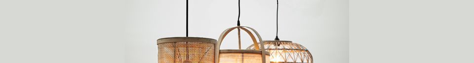Descriptivo Materiales  Lámpara colgante de bambú y lino beige Cloche
