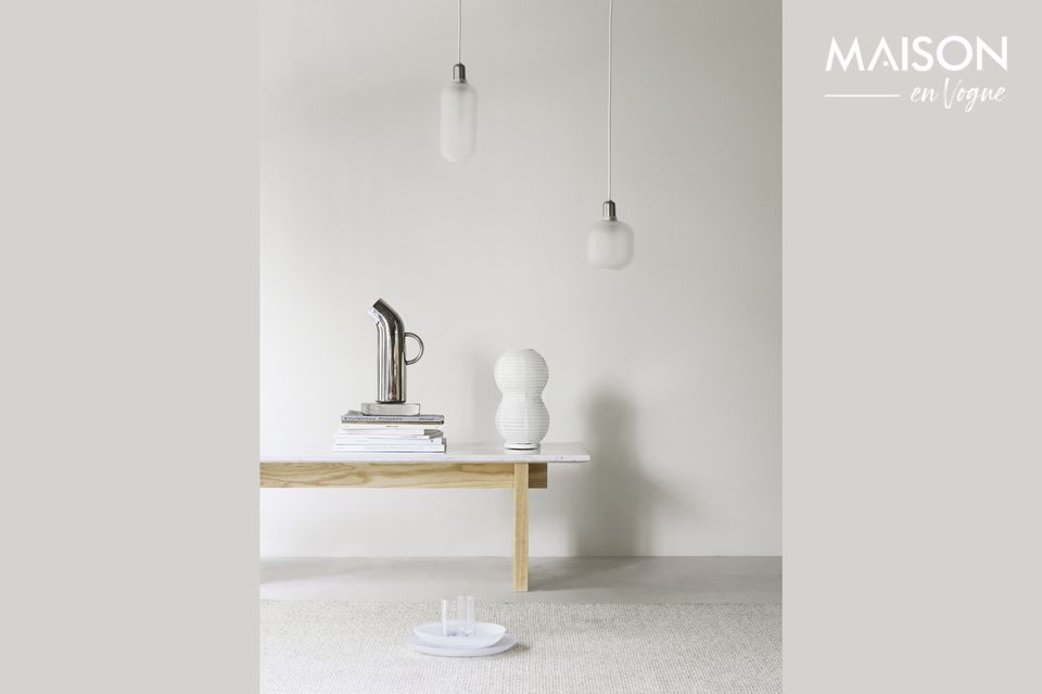 Lámpara de mesa de papel blanco Twist Puff, tradición y modernidad