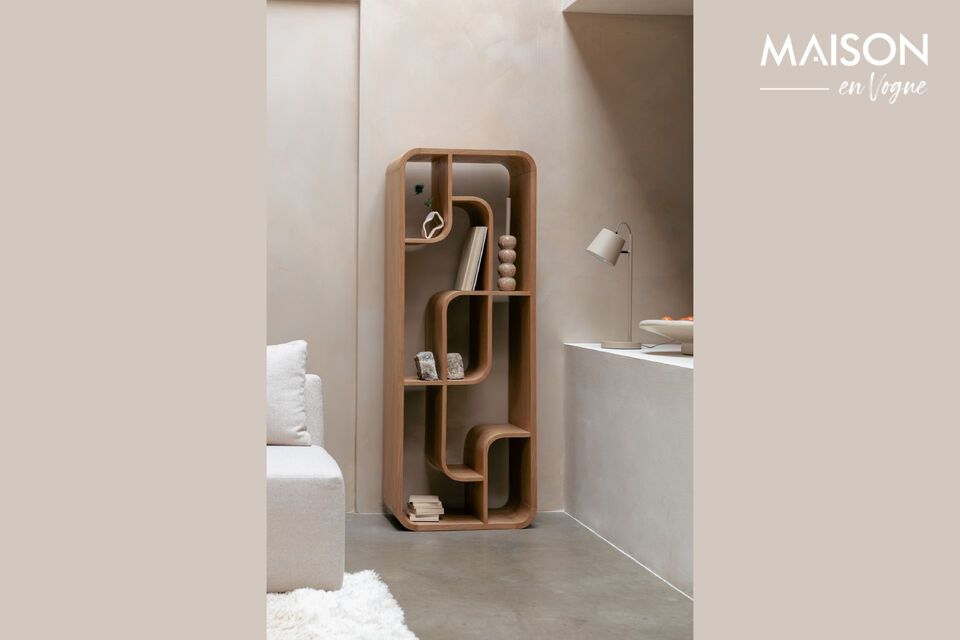 Librería de madera maciza de roble marrón Seven Zuiver