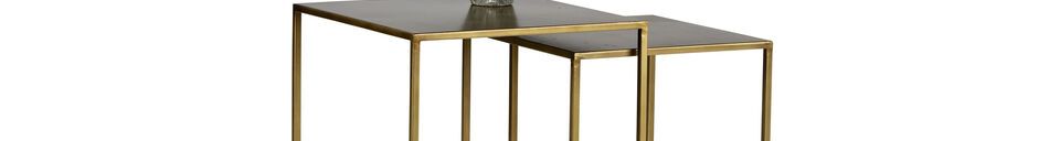 Descriptivo Materiales  Lote de 2 mesas de centro de metal dorado Ziva