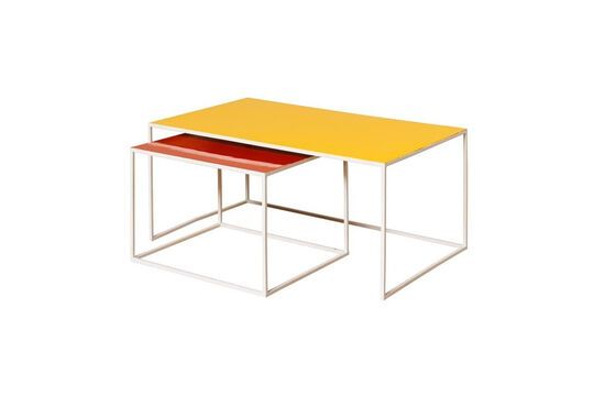 Lote de 2 mesas de centro de metal Spring naranja y amarillo