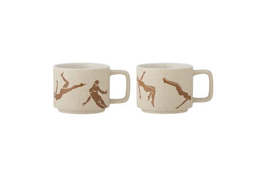 Lote de 2 tazas de gres marrón Harlow