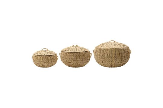 Lote de 3 cestas transparentes de fibra natural Rata