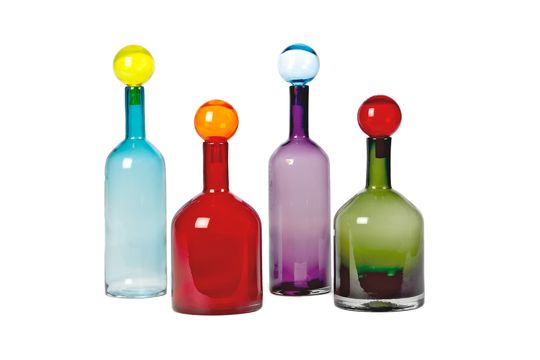Lote de 4 botellas de vidrio multicolor Bubbles