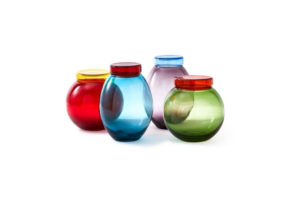 Lote de 4 tarros de cristal multicolor hinchados Pols Potten