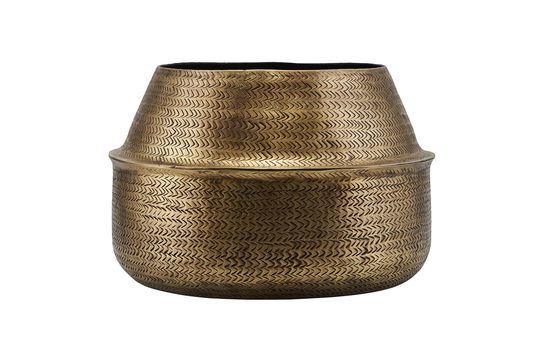Maceta de aluminio con acabado de latón dorado Rattan