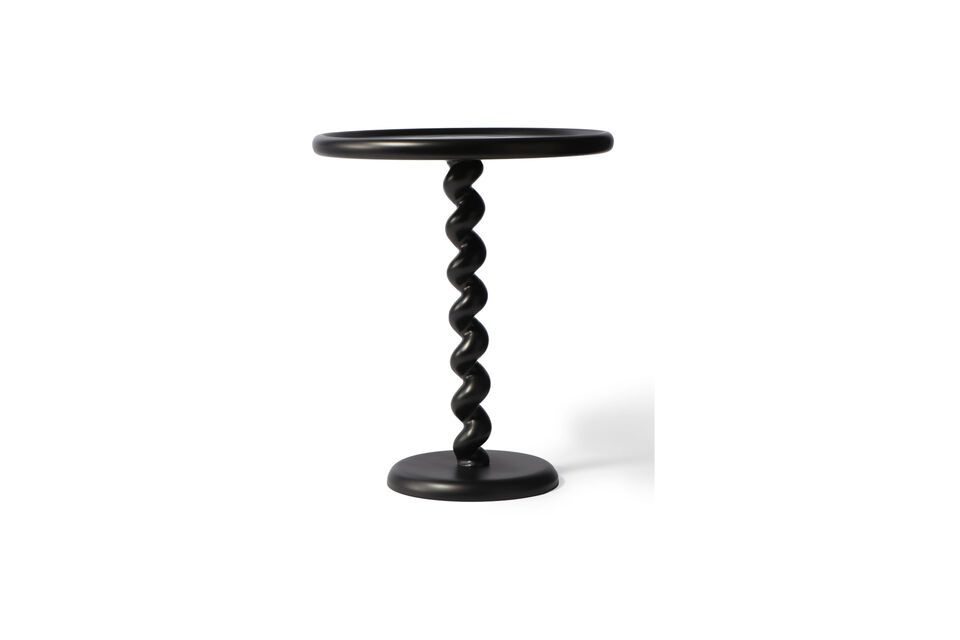 La mesa auxiliar de aluminio fundido negro Twister de Pols Potten Studio tiene un diseño de patas