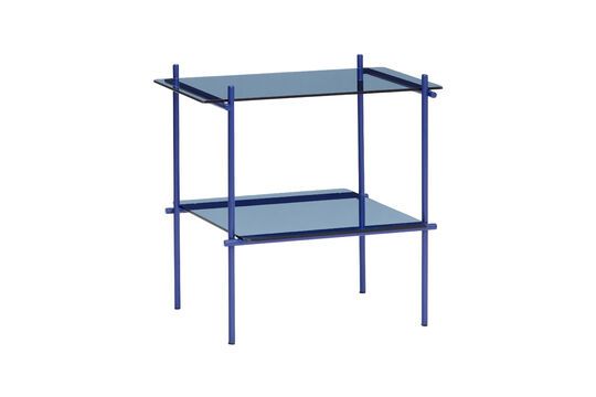 Mesa auxiliar de cristal azul