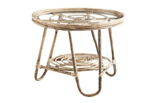 Mesa de centro de cristal y bambú beige Dobbia