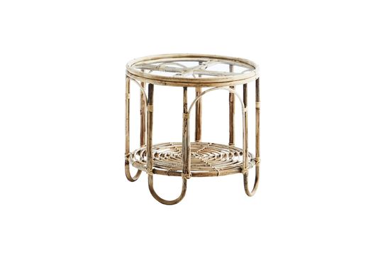 Mesa de centro de cristal y bambú beige Reina