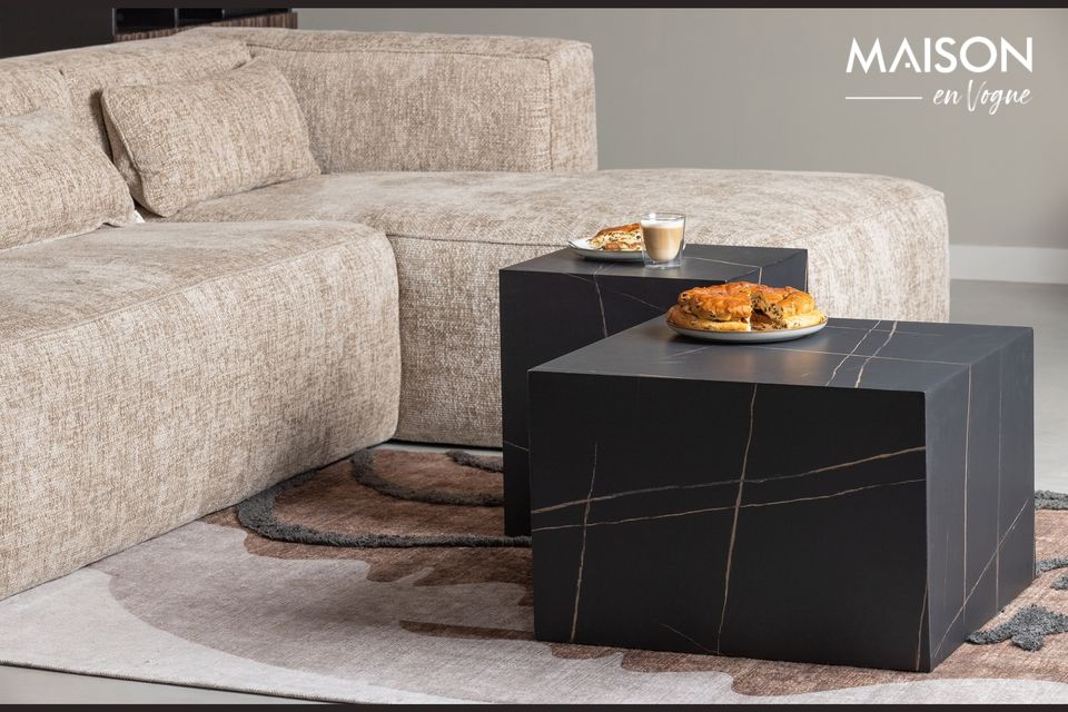 Mesa de centro Benji Black Marble Look, elegancia, decoración, arte moderno