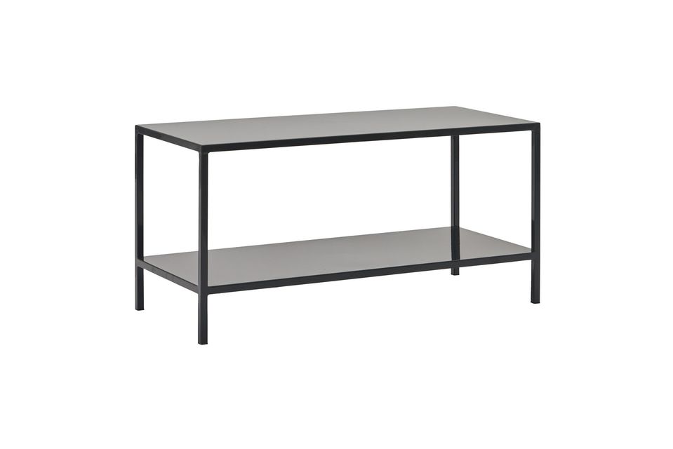 Mesa de centro rectangular de ratán con patas de metal negro de 110 cm  Doriane