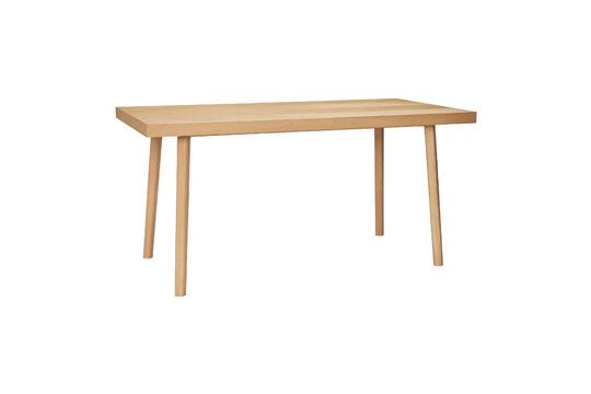 Mesa de comedor de madera clara en espiga