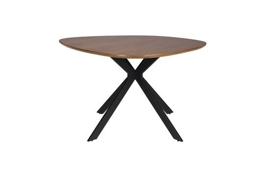 Mesa de comedor redonda de madera beige Chase Clipped