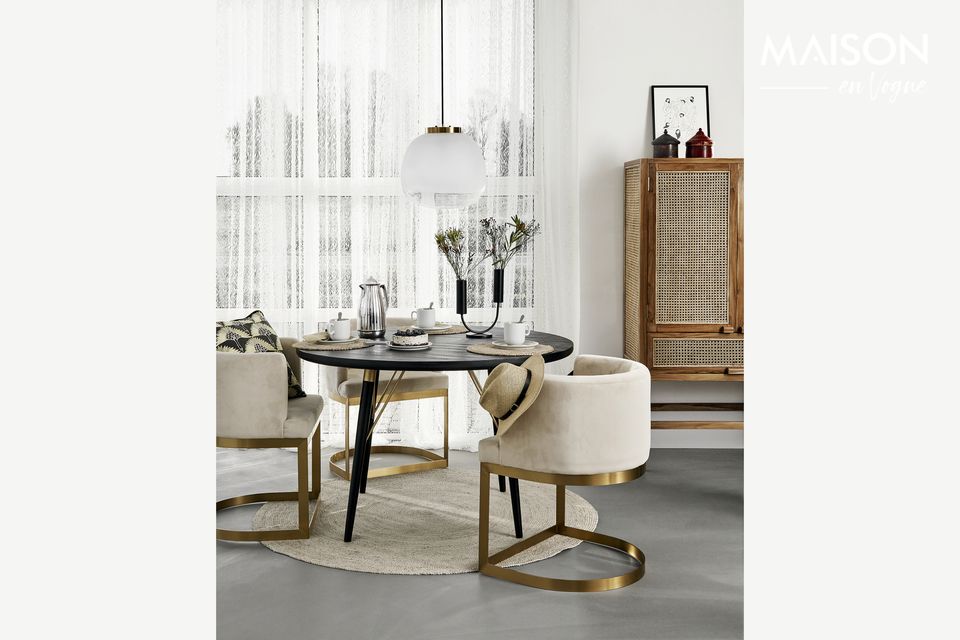 Mesa de comedor redonda de madera Pulligny negra y dorada Nordal