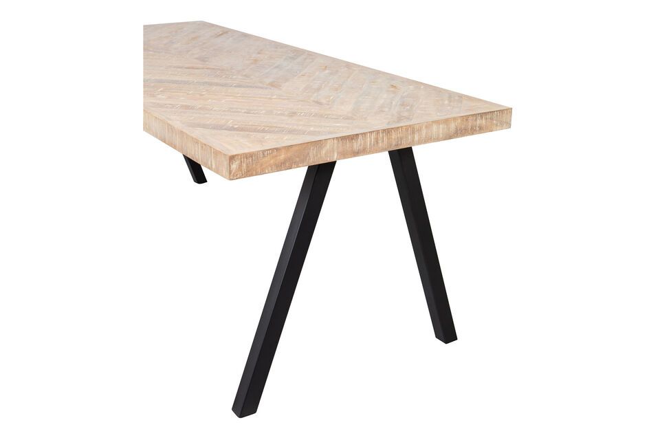 Mesa de madera de mango beige 180x90 con patas cuadradas de espiga Tablo - 6