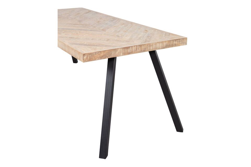 Mesa de madera de mango beige 180x90 con patas cuadradas de espiga Tablo - 7