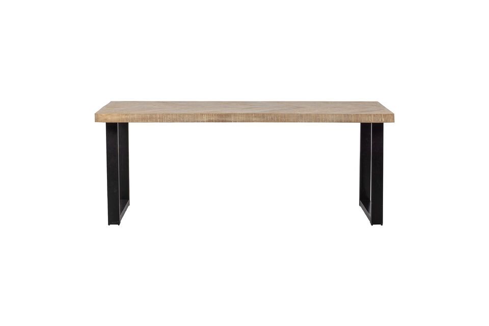 Mesa de madera de mango beige 180x90 con patas de espiga en forma de U Tablo Woood